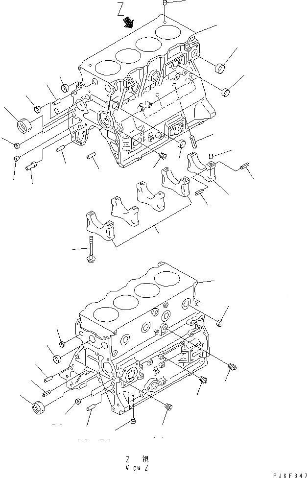 Схема запчастей Komatsu S4D95LE-3C-2M - БЛОК ЦИЛИНДРОВ(№7-) ДВИГАТЕЛЬ