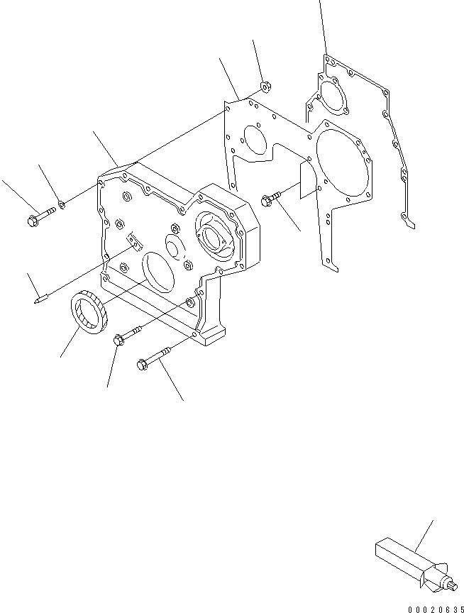 Схема запчастей Komatsu S4D95LE-3C-2M - ПЕРЕДН. COVER(№-) ДВИГАТЕЛЬ