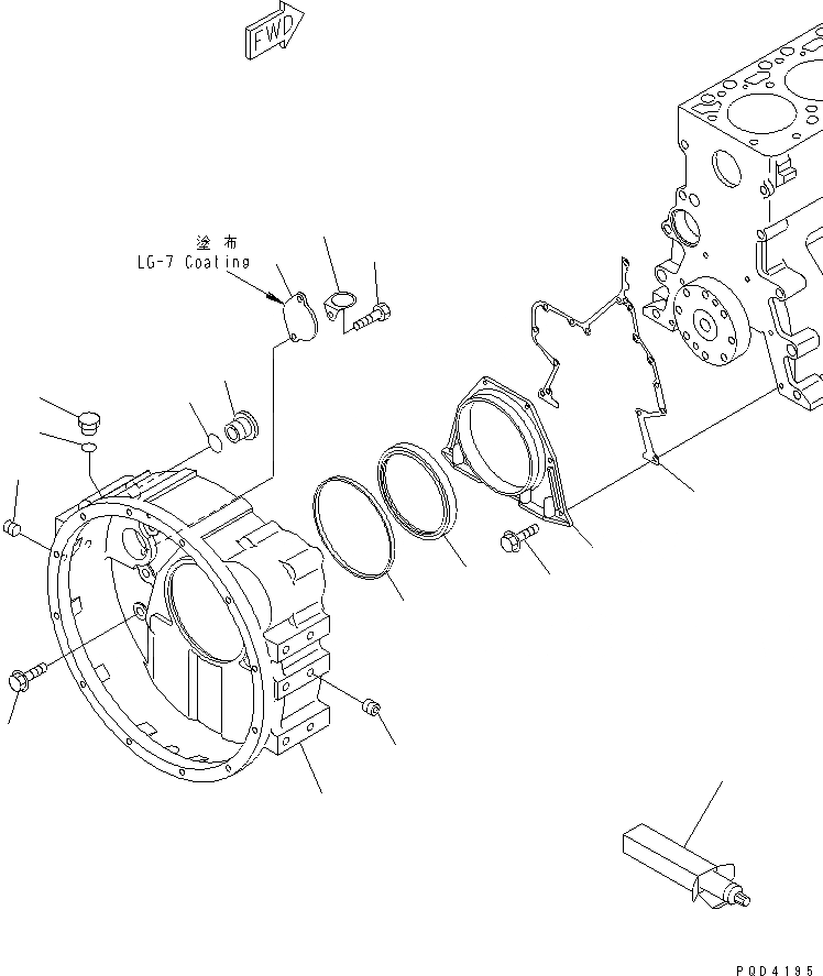 Схема запчастей Komatsu S6D102E-1X-6L - КАРТЕР МАХОВИКА(№899-) ДВИГАТЕЛЬ