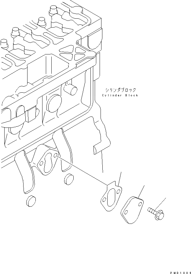 Схема запчастей Komatsu S6D102E-D-1F-6S - ЗАГЛУШКА БЛОКА ЦИЛИНДРОВ(№889-) ДВИГАТЕЛЬ