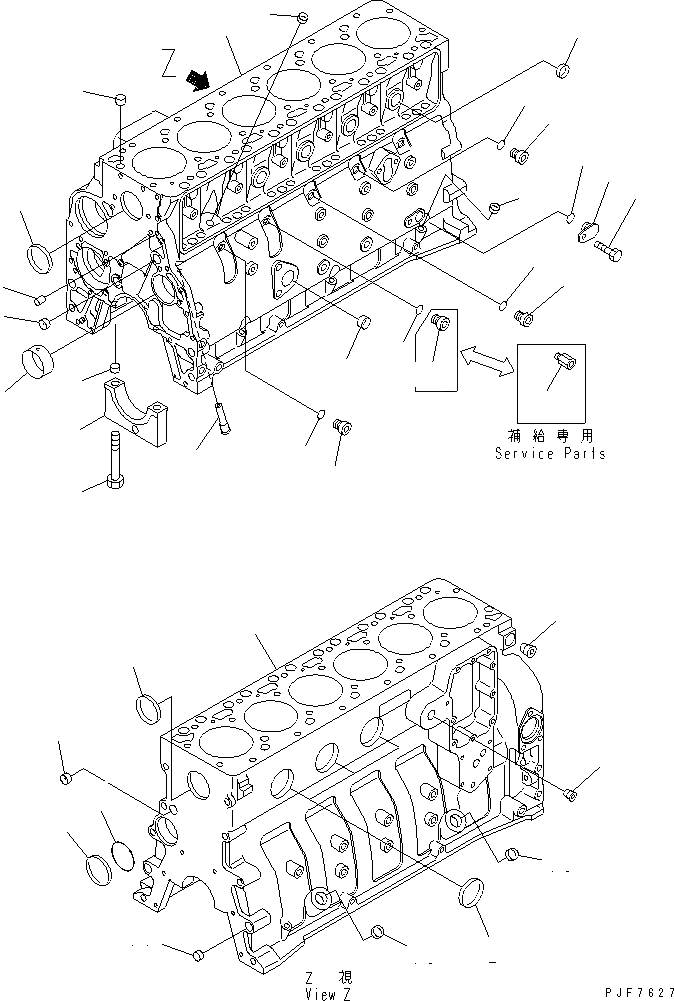 Схема запчастей Komatsu S6D102E-2KK-W - БЛОК ЦИЛИНДРОВ ДВИГАТЕЛЬ