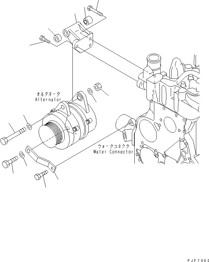 Схема запчастей Komatsu S6D102E-2KK-W - КРЕПЛЕНИЕ ГЕНЕРАТОРА (ЗАЩИТН. ГЕНЕРАТОР)(№-) ДВИГАТЕЛЬ