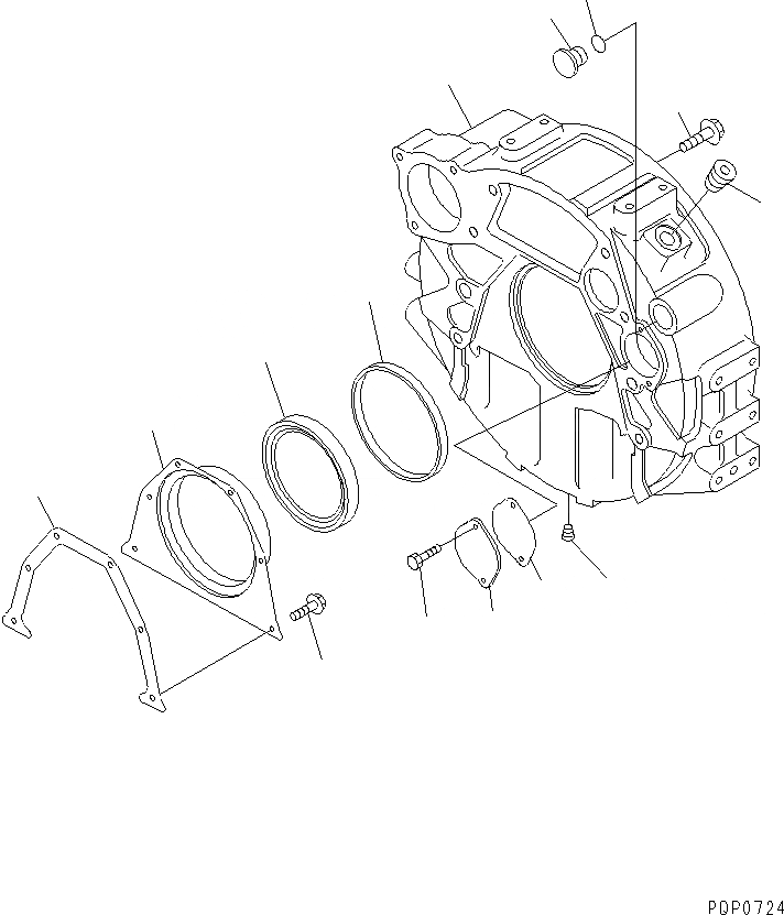 Схема запчастей Komatsu S6D102E-1AB - КАРТЕР МАХОВИКА(№9-) ДВИГАТЕЛЬ