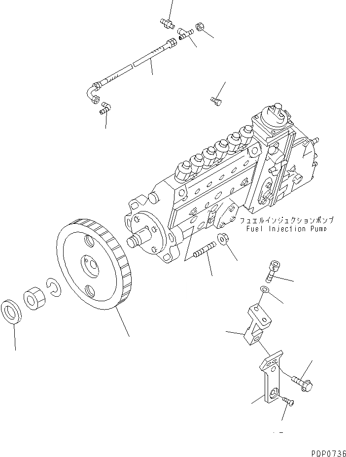 Схема запчастей Komatsu S6D102E-1AB - КРЕПЛЕНИЕ ТОПЛ. НАСОСА(№9-) ДВИГАТЕЛЬ