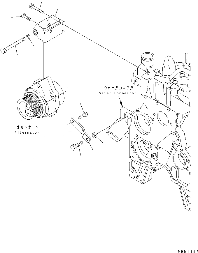 Схема запчастей Komatsu S6D102E-1F - КРЕПЛЕНИЕ ГЕНЕРАТОРА ДВИГАТЕЛЬ