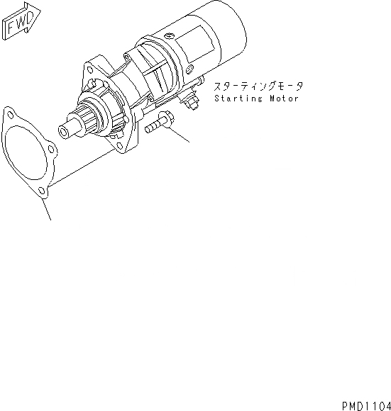 Схема запчастей Komatsu S6D102E-1F - КРЕПЛЕНИЕ СТАРТЕРА (.KW)(№989-) ДВИГАТЕЛЬ