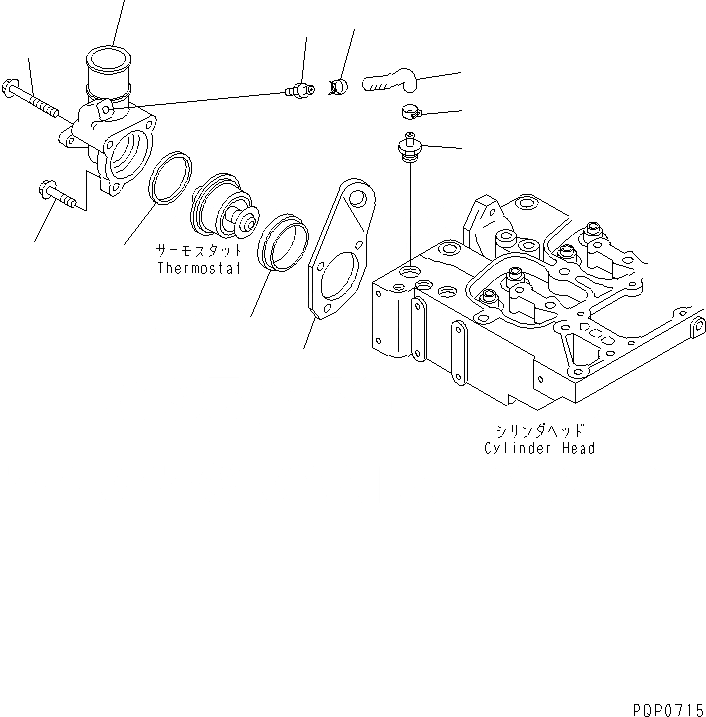 Схема запчастей Komatsu S6D102E-1AC - ТЕРМОСТАТ(№9-) ДВИГАТЕЛЬ