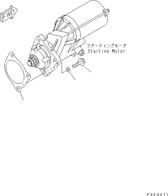 Схема запчастей Komatsu S6D102E-1F-US - КРЕПЛЕНИЕ СТАРТЕРА (.KW)(№989-979) ДВИГАТЕЛЬ