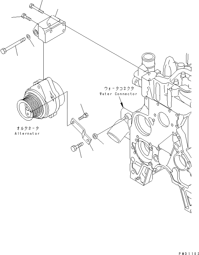 Схема запчастей Komatsu S6D102E-1F-UT - КРЕПЛЕНИЕ ГЕНЕРАТОРА ДВИГАТЕЛЬ