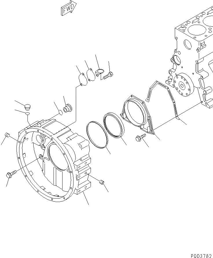 Схема запчастей Komatsu S6D102E-1E - КАРТЕР МАХОВИКА(№7-9) ДВИГАТЕЛЬ