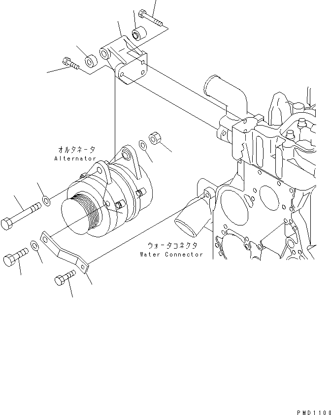Схема запчастей Komatsu S6D102E-1C - КРЕПЛЕНИЕ ГЕНЕРАТОРА (FR A БЕСЩЕТОЧН. ГЕНЕРАТОР)(№-9) ДВИГАТЕЛЬ