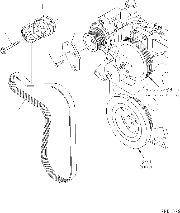 Схема запчастей Komatsu S6D102E-1M - НАТЯЖИТЕЛЬ РЕМНЯ (ДЛЯ A ГЕНЕРАТОР)(№79-) ДВИГАТЕЛЬ