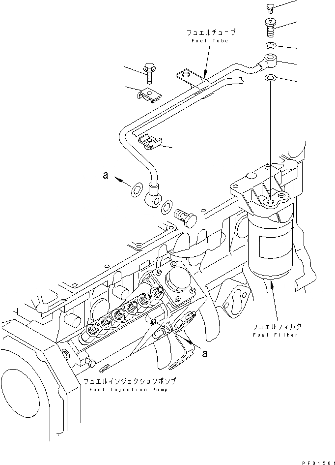 Схема запчастей Komatsu S6D102E-1K - ТРУБЫ ТОПЛ. ФИЛЬТРА(№9-) ДВИГАТЕЛЬ