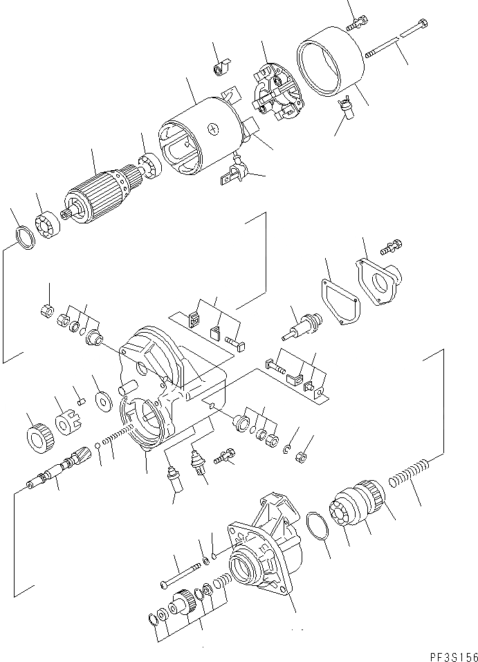 Схема запчастей Komatsu S6D102E-1T - СТАРТЕР (.KW) (ВНУТР. ЧАСТИ)(№9-) ДВИГАТЕЛЬ