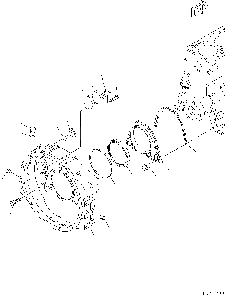 Схема запчастей Komatsu S6D102E-1D-SN - КАРТЕР МАХОВИКА(№99-7) ДВИГАТЕЛЬ