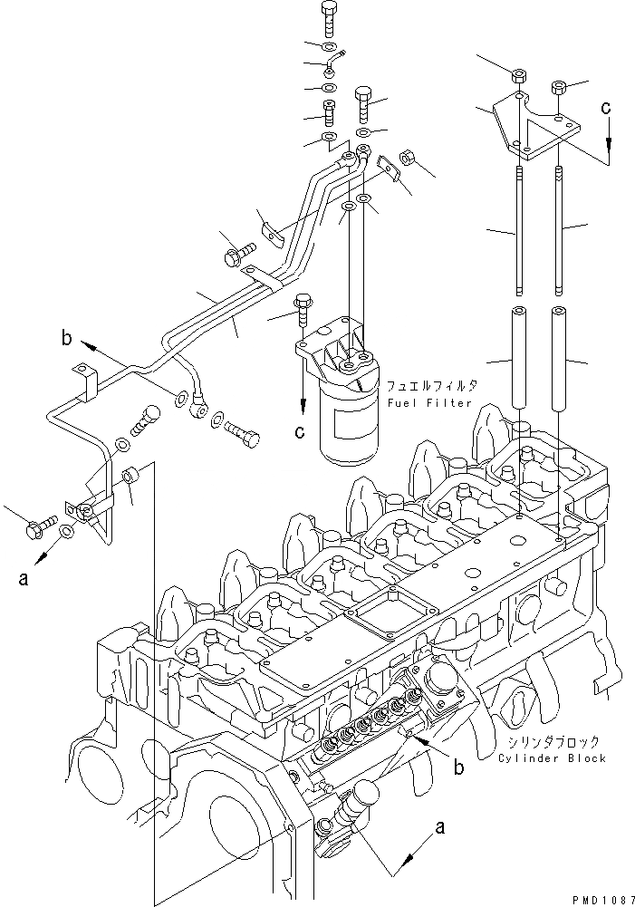 Схема запчастей Komatsu S6D102E-1C-Z - ТОПЛИВН. ФИЛЬТР. КРЕПЛЕНИЕ И ПАТРУБКИ ДВИГАТЕЛЬ