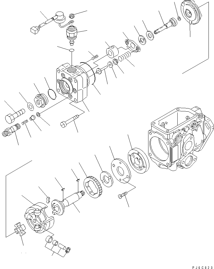 Схема запчастей Komatsu S6D102E-1S - ТОПЛ. НАСОС (/) (ВНУТР. ЧАСТИ) ДВИГАТЕЛЬ