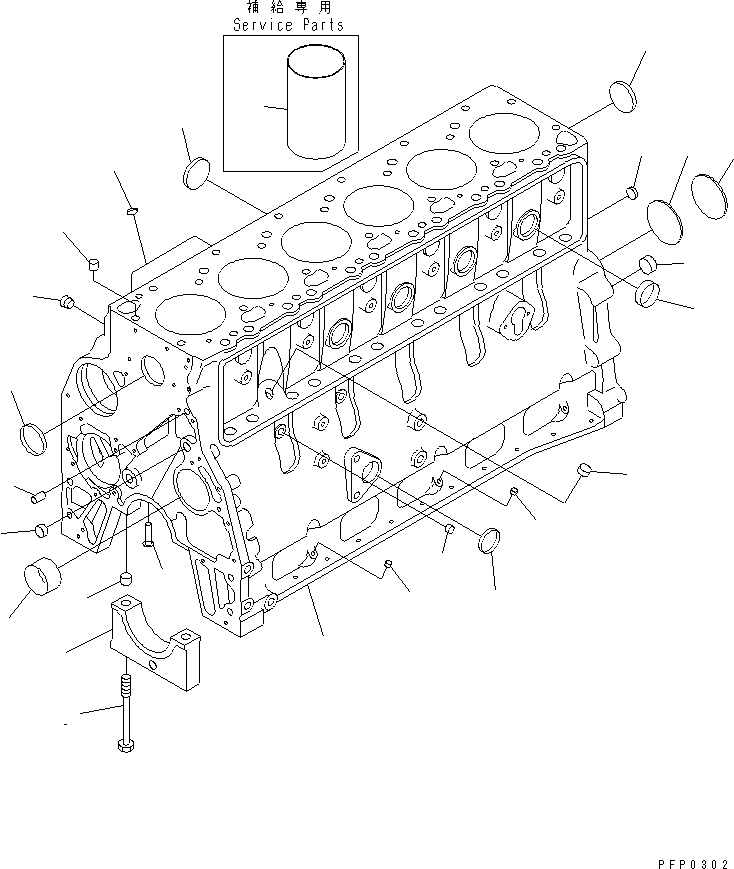 Схема запчастей Komatsu S6D102E-1AA - БЛОК ЦИЛИНДРОВ ДВИГАТЕЛЬ