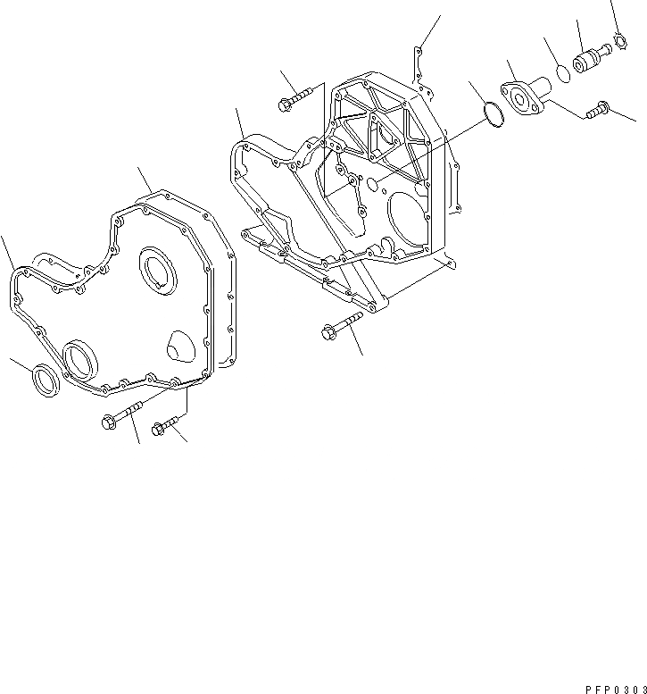 Схема запчастей Komatsu S6D102E-1AA - ПЕРЕДН. COVER ДВИГАТЕЛЬ