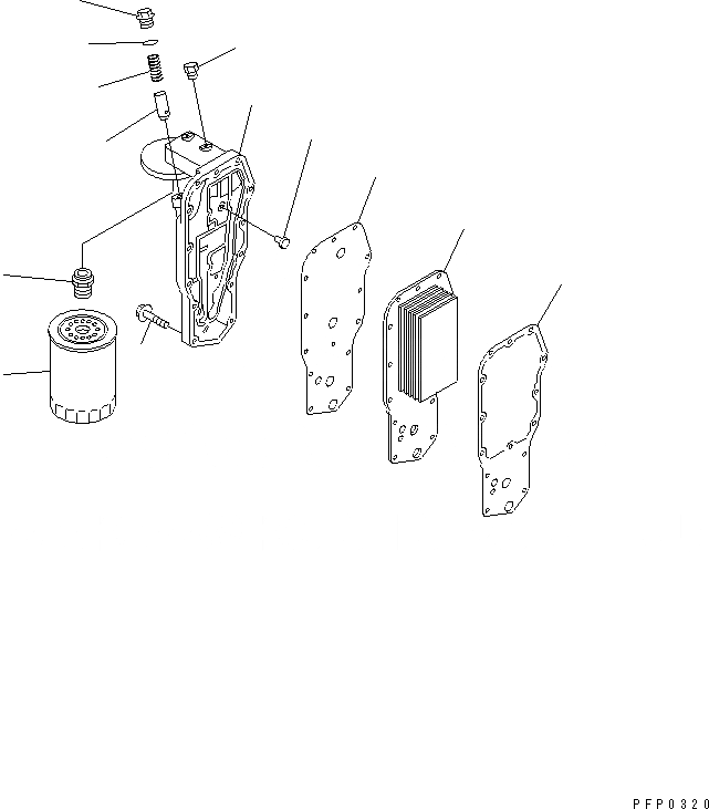 Схема запчастей Komatsu S6D102E-1AA - МАСЛООХЛАДИТЕЛЬ И МАСЛ. ФИЛЬТР ДВИГАТЕЛЬ