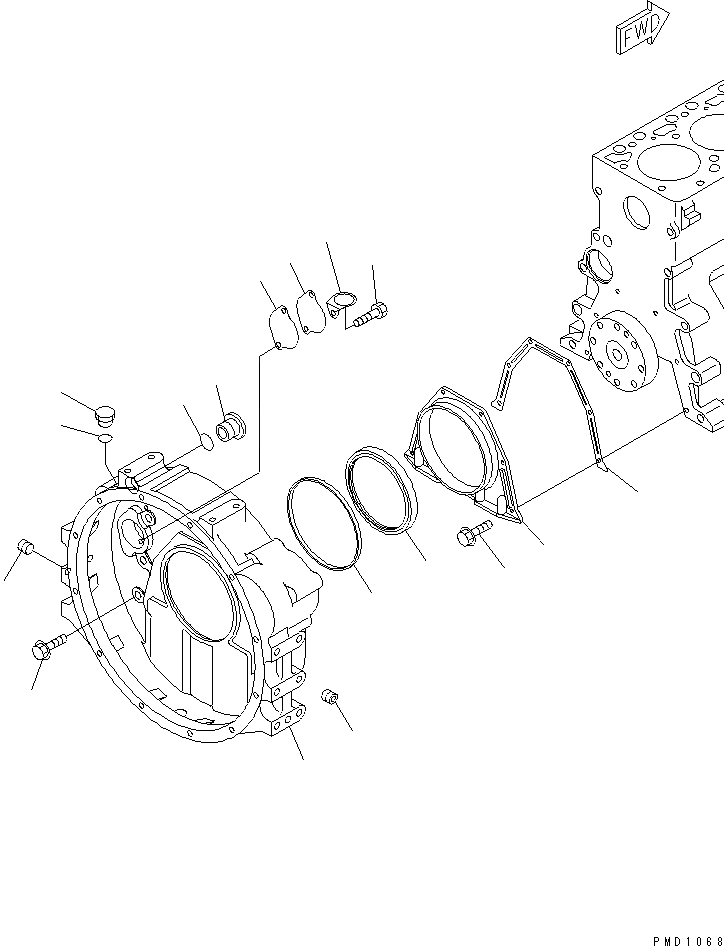 Схема запчастей Komatsu S6D102E-1W-A - КАРТЕР МАХОВИКА(№99-7) ДВИГАТЕЛЬ