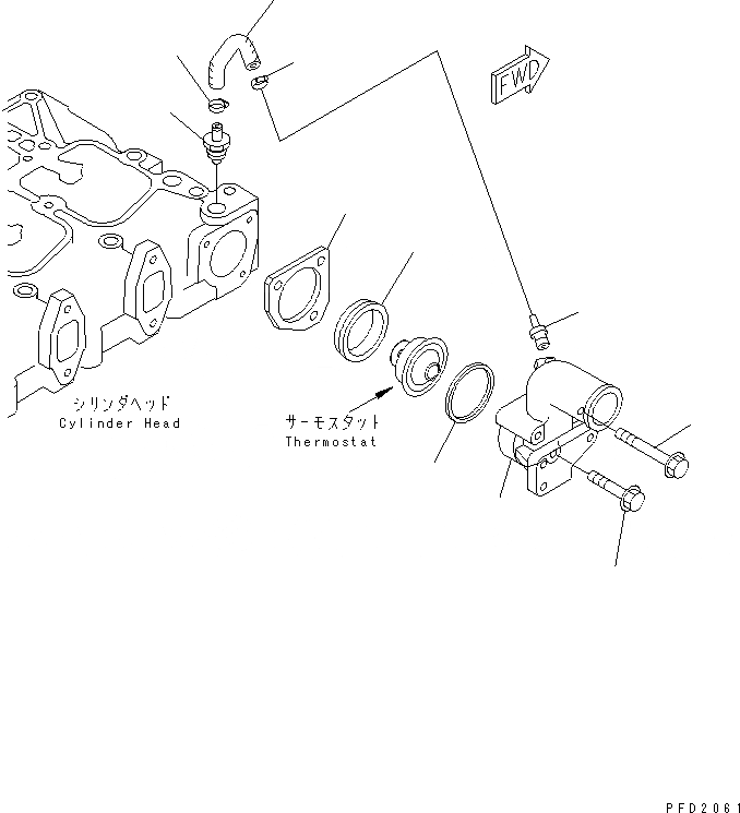 Схема запчастей Komatsu S6D102E-1W-D - ТЕРМОСТАТ ДВИГАТЕЛЬ