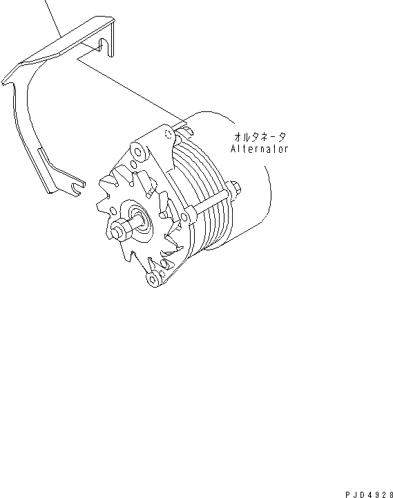 Схема запчастей Komatsu S6D102E-1BB-A - ГЕНЕРАТОР COVER(№98-) ДВИГАТЕЛЬ