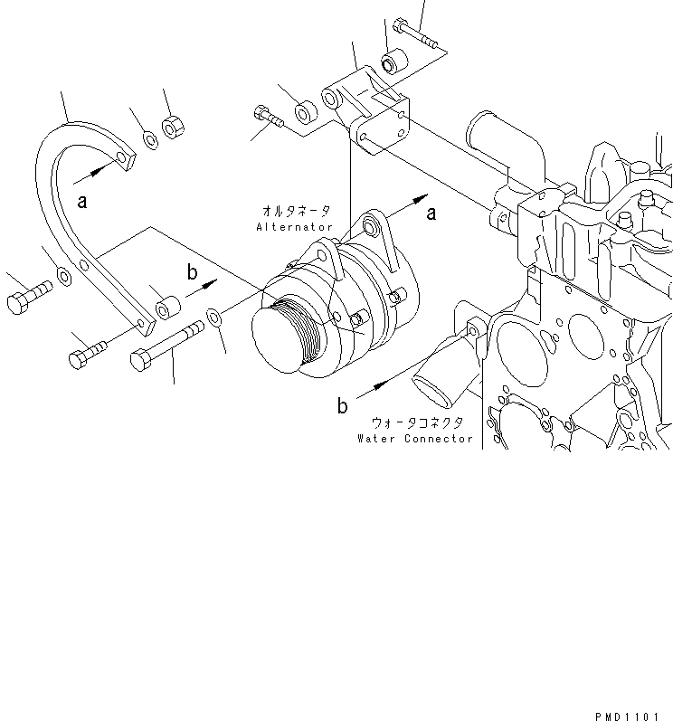 Схема запчастей Komatsu S6D102E-1W-L - КРЕПЛЕНИЕ ГЕНЕРАТОРА (ДЛЯ A¤ A ГЕНЕРАТОР)(№9-) ДВИГАТЕЛЬ