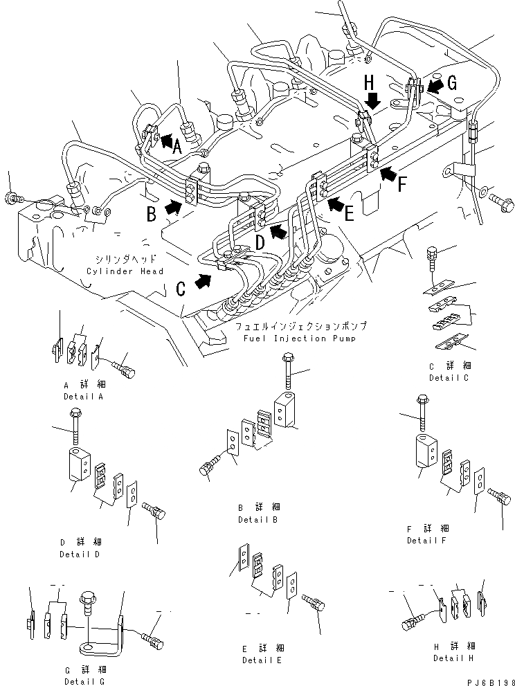 Схема запчастей Komatsu S6D102E-1BB-6C - ТРУБКИ ВПРЫСКА(№87-) ДВИГАТЕЛЬ