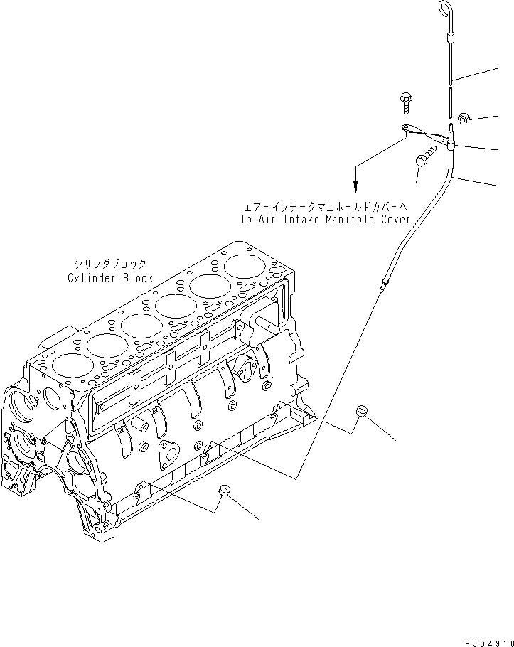 Схема запчастей Komatsu S6D102E-1BB-6 - МАСЛ. ЩУП(№98-) ДВИГАТЕЛЬ