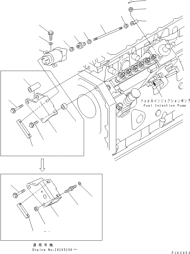 Схема запчастей Komatsu S6D102E-1C-6C - СОЛЕНОИД ОСТАНОВКИ(№7-) ДВИГАТЕЛЬ