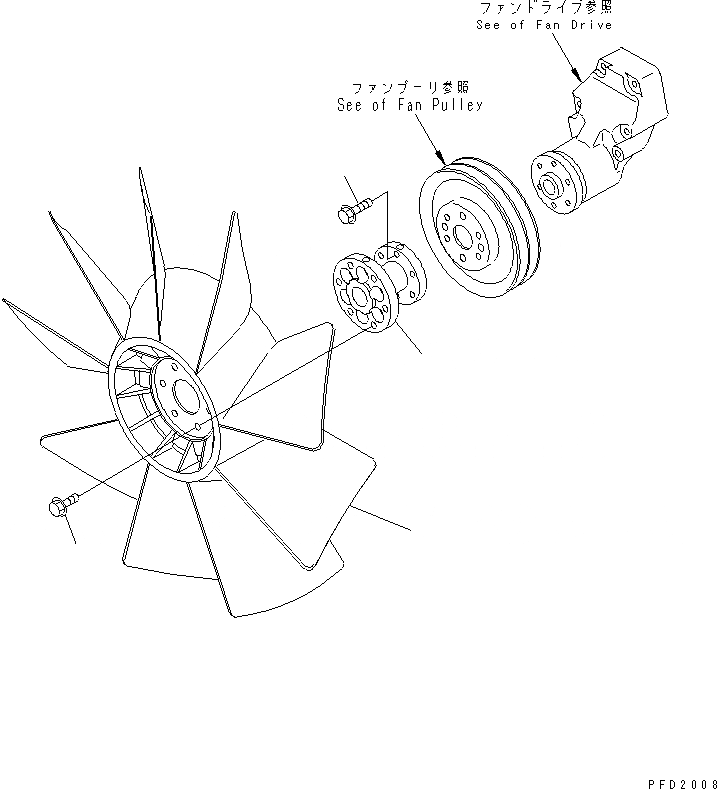 Схема запчастей Komatsu S6D102E-1C-6Z - ВЕНТИЛЯТОР ОХЛАЖДЕНИЯ(№8-) ДВИГАТЕЛЬ
