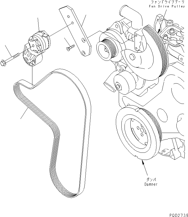 Схема запчастей Komatsu S6D102E-1W-6L - НАТЯЖИТЕЛЬ РЕМНЯ (ДЛЯ A¤ A ГЕНЕРАТОР)(№9-) ДВИГАТЕЛЬ