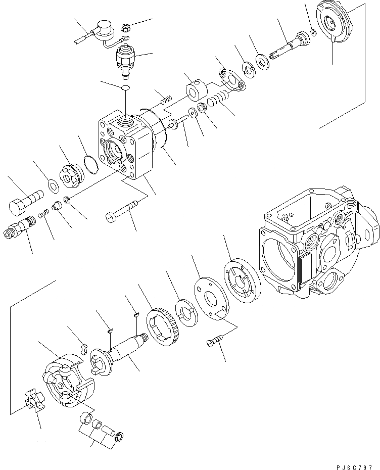 Схема запчастей Komatsu S6D102E-2MM-A - ТОПЛ. НАСОС (/) (ВНУТР. ЧАСТИ) ДВИГАТЕЛЬ