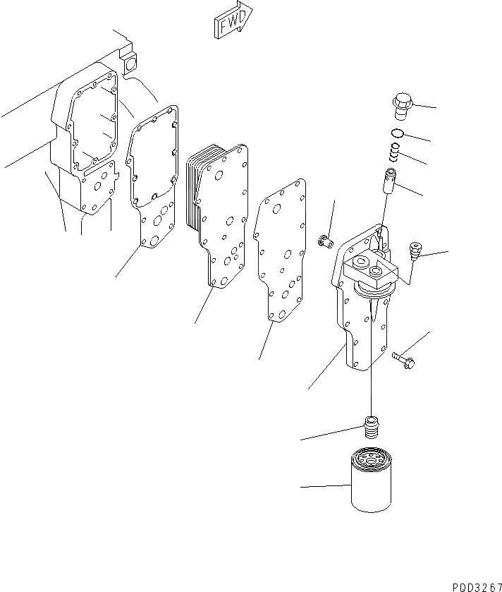 Схема запчастей Komatsu S6D102E-2LL-W - МАСЛООХЛАДИТЕЛЬ И МАСЛ. ФИЛЬТР ДВИГАТЕЛЬ