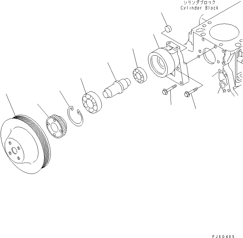 Схема запчастей Komatsu S6D102E-2LL-W - ПРИВОД ВЕНТИЛЯТОРА ШКИВ(№-) ДВИГАТЕЛЬ