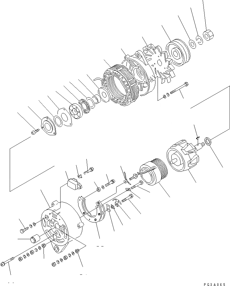 Схема запчастей Komatsu S6D105-B-1A - ГЕНЕРАТОР (A) (С ЗАКАЛЕННЫМ ШКИВОМ) ЭЛЕКТРИКА