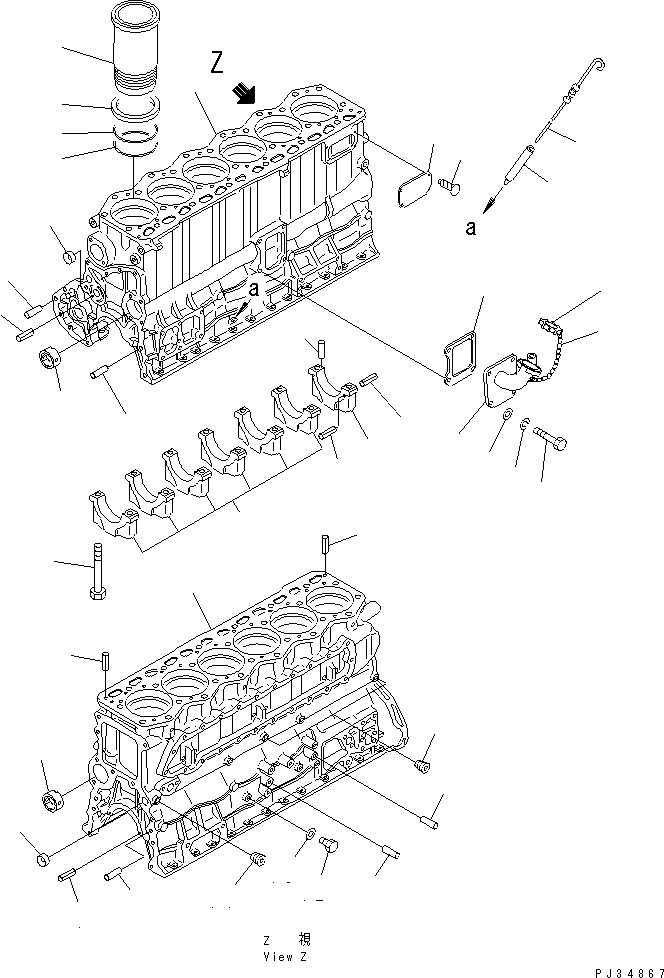 Схема запчастей Komatsu S6D105-1ZZ - БЛОК ЦИЛИНДРОВ БЛОК ЦИЛИНДРОВ