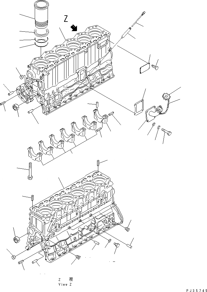 Схема запчастей Komatsu S6D105-1AH - БЛОК ЦИЛИНДРОВ БЛОК ЦИЛИНДРОВ