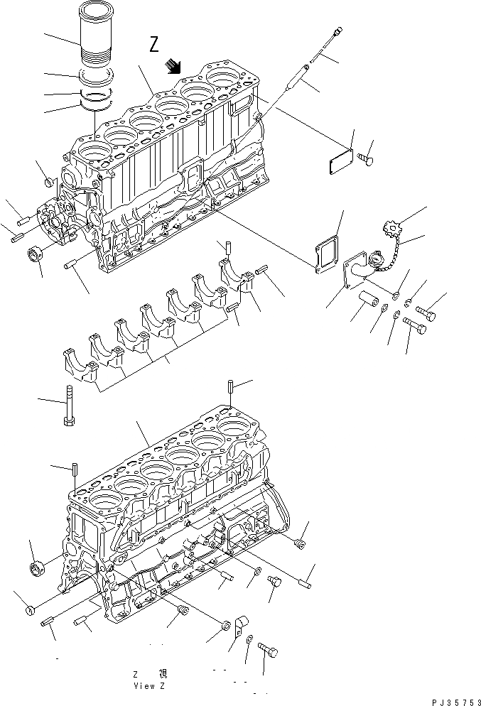 Схема запчастей Komatsu S6D105-1WW - БЛОК ЦИЛИНДРОВ БЛОК ЦИЛИНДРОВ