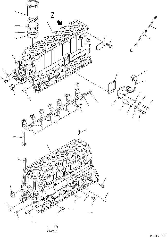 Схема запчастей Komatsu S6D105-1X - БЛОК ЦИЛИНДРОВ БЛОК ЦИЛИНДРОВ