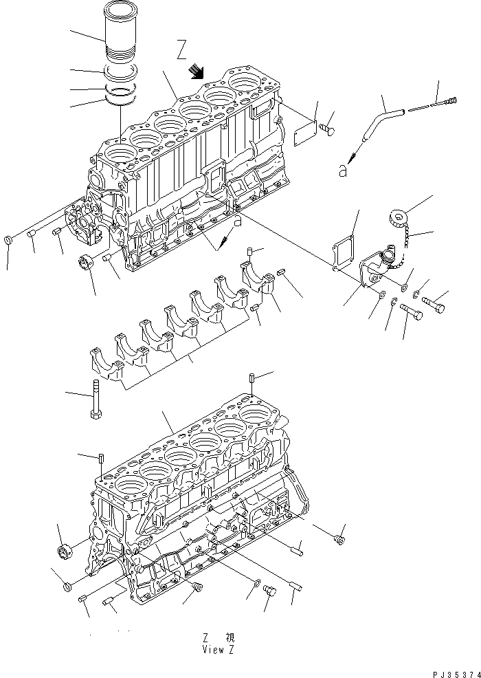 Схема запчастей Komatsu S6D105-1V - БЛОК ЦИЛИНДРОВ БЛОК ЦИЛИНДРОВ