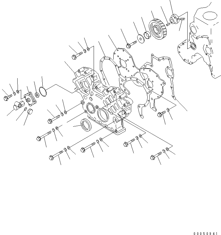 Схема запчастей Komatsu S6D105-1V - ПЕРЕДН. КРЫШКАAND ПРИВОД БЛОК ЦИЛИНДРОВ
