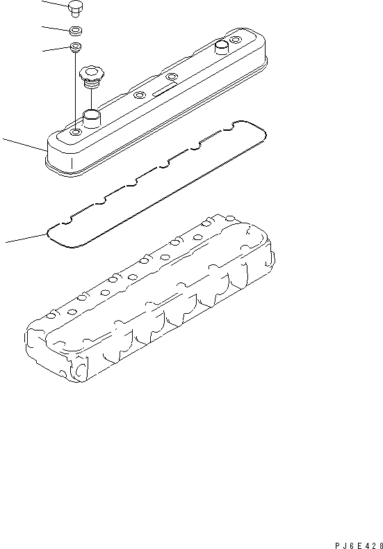 Схема запчастей Komatsu S6D105-1VV-6 - КРЫШКА ГОЛОВКИ(№-) ДВИГАТЕЛЬ