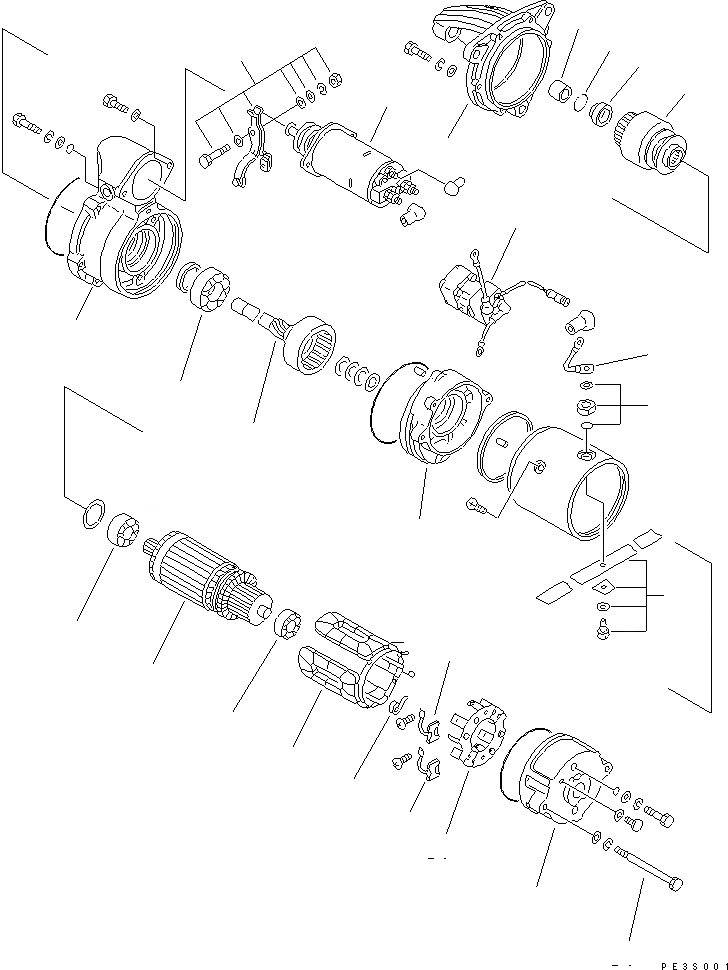 Схема запчастей Komatsu S6D105-1VV-6 - СТАРТЕР (.KW) (ВНУТР. ЧАСТИ)(№8-9) ДВИГАТЕЛЬ