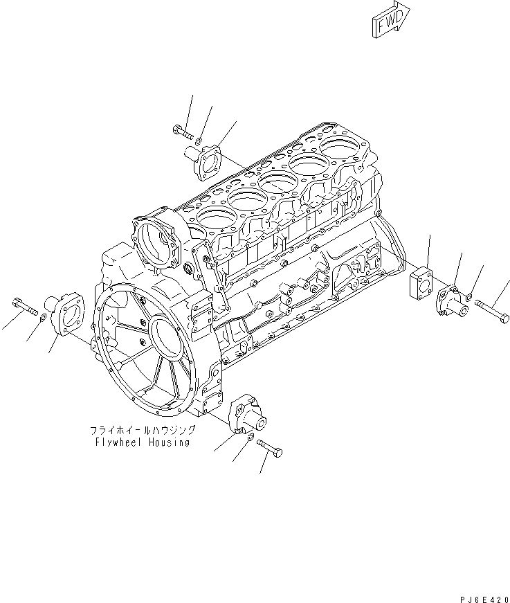 Схема запчастей Komatsu S6D105-1VV-6 - КРЕПЛЕНИЕ ДВИГАТЕЛЯ(№8-) ДВИГАТЕЛЬ