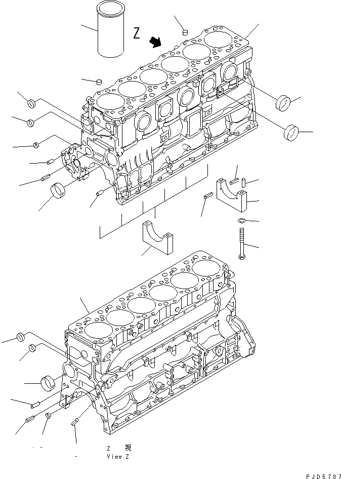 Схема запчастей Komatsu S6D108-1C-6 - БЛОК ЦИЛИНДРОВ ДВИГАТЕЛЬ