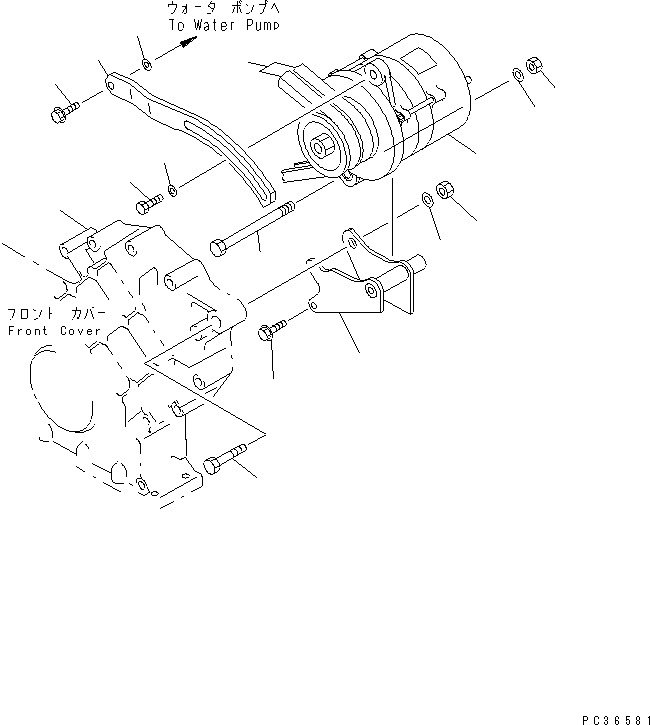 Схема запчастей Komatsu S6D108-1F-6 - КРЕПЛЕНИЕ ГЕНЕРАТОРА (A)(№8-) ДВИГАТЕЛЬ