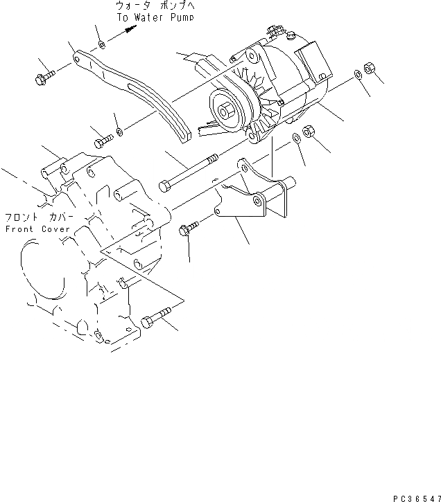 Схема запчастей Komatsu S6D108-1F-6 - КРЕПЛЕНИЕ ГЕНЕРАТОРА (A)(№8-7) ДВИГАТЕЛЬ