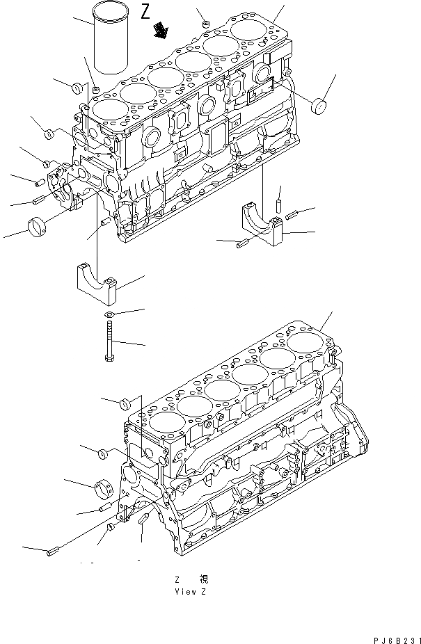 Схема запчастей Komatsu S6D108E-2A-S6 - БЛОК ЦИЛИНДРОВ(№97-) ДВИГАТЕЛЬ